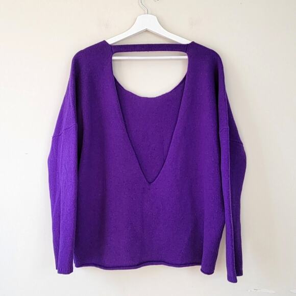 Eileen Fisher Open Back Yak Wool Blend Purple Sweater Small - Picture 2 of 5